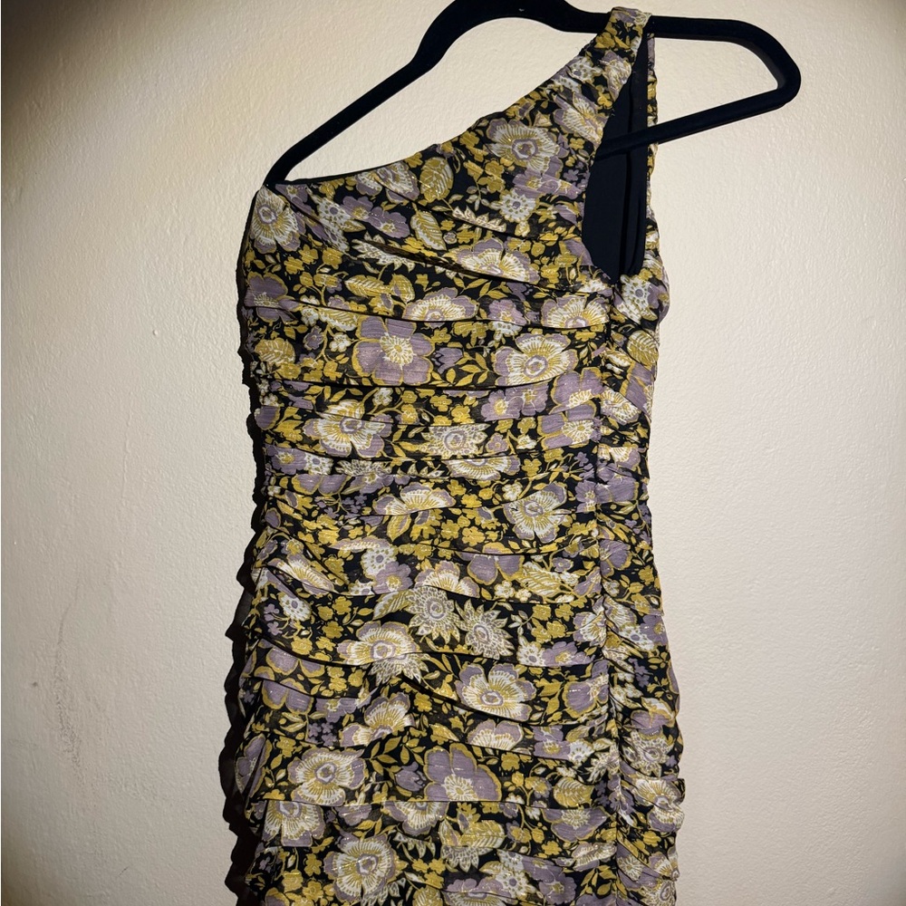 Zara Black and Gold Sequin One Shoulder Dress